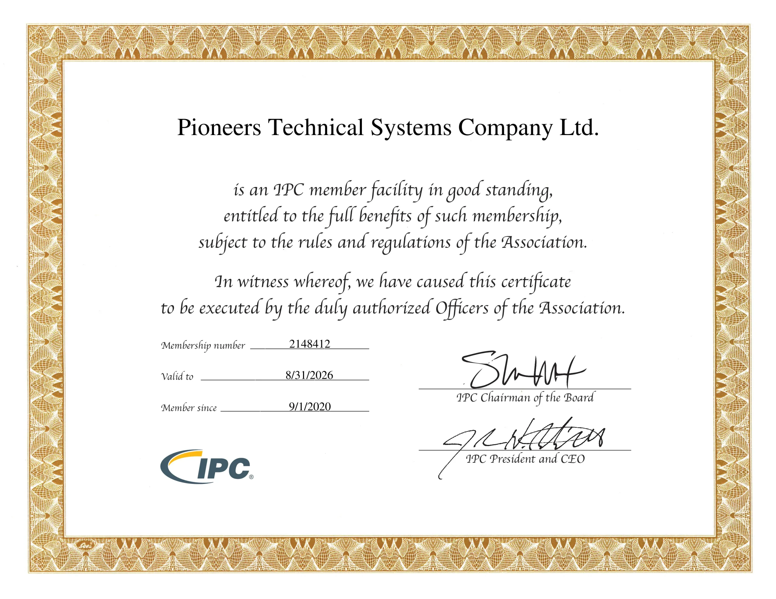 IPC MemberShip Certificate